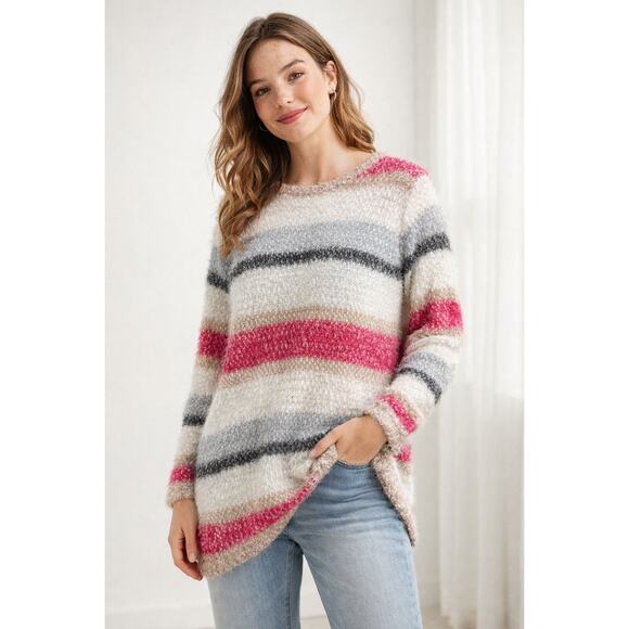 Lane Bryant Sweaters - Lane Bryant Sweater Womens Sz 22/24 Stiped Multicolor Pullover Long Sleeve Tie